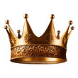 Royal golden crown on transparent background, Generative AI	
