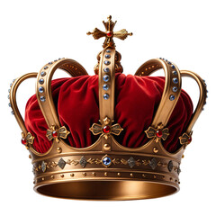 Royal golden crown on transparent background, Generative AI	
