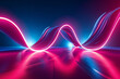 Pink and blue light wave contrasting against a black background