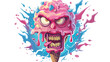 Ice cream lightning god angry mascot vector cartoon il