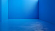 © ppalgangong - Vibrant blue empty room with glossy floor reflecting the uniform color of walls and ceiling