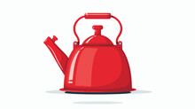 Red Kettle Design Vector Isolated Flat Vector Isolated