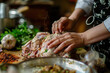 © Philippova - Chef preparing lamb meat on a wooden board for Eid feast