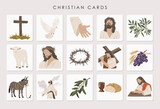 Fototapeta Boho - Easter cards, Jesus silhouettes, Christian vector illustration set
