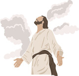 Fototapeta Boho - Ascension of Jesus, boho silhouette, christian vector illustration