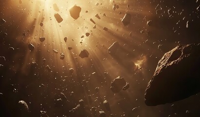 Wall Mural - space meteor shower against a starry background. the concept of space and asteroids.
