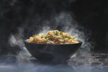 Wall Mural - Steaming hot bowl of noodles.