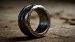 A heavy, battle-worn ring, scarred and dented, telling tales of countless wars and the bravery of its owner Generative AI
