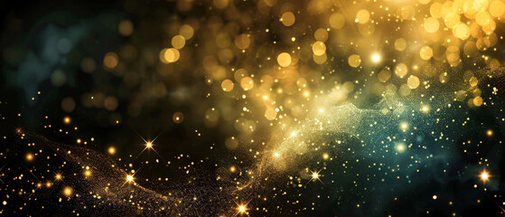 Wall Mural - A gold and blue background with many small stars scattered throughout