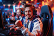 happy male teenage esports player gamer smiles and joy at winning team esports competitions
