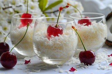 Wall Mural - a group of glasses with food in it