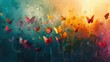 Butterflies and abstract oil painting generative