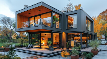 Aufkleber - Modern House Featuring Abundance of Windows