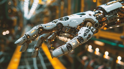 Aufkleber - Robotic Hand Operating in Factory