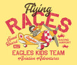 Kid air races flying eagle team cute aviation adventure vector print for children wear t shirt sweatshirt