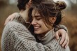 Cozy Embrace: Intimate Knitwear Hug in Soft Light