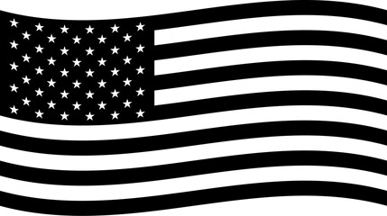 Wavy American Flag Silhouette with Transparent Background