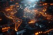 Illuminated Digital World Map Interface Technology Concept