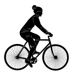 Wall Mural - woman on a bicycle silhouette on a white background vector