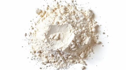 Poster - Isolated white flour pile on white background. This is a flat lay.