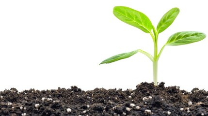 Poster - In the background is an isolated green sprout emerging from the soil