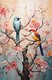 Fototapeta Młodzieżowe - Acrylic Birds Painting