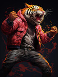 Fototapeta Młodzieżowe - Tiger Street Fighter Painting