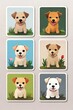 Simple stickers with cute dogs with white border backgrounds