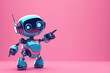 © Sandu - Positive cute robot pointing at a space. Copy space