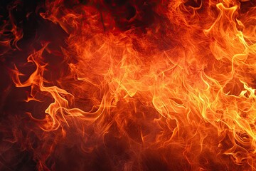 Leinwandbilder - Intense fire background with flames dancing in an abstract pattern, Fiery backdrop with flames swirling in abstract motion.