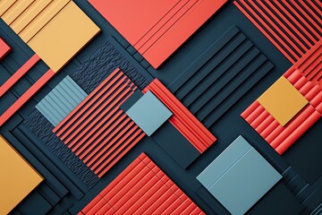 Fototapete - Minimalist 3D background with geometric patterns, Sleek 3D backdrop adorned with minimalist geometric patterns.