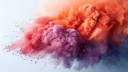 Sticker - Colored powder explosion on a white background