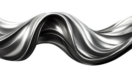 Wall Mural - Abstract fluid metal bent form. Metallic shiny curved wave in motion. Cut out design element steel texture effect.