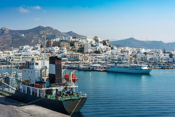 Wall Mural - Paros island port skyline, Greece.