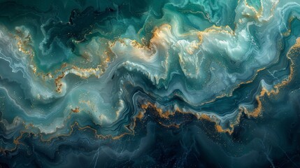 Aufkleber - Painting with green and blue marble texture, fashion art painting, and abstract color mix art/