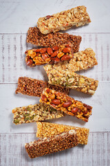 Wall Mural - Energy bars - snack for healthy still life