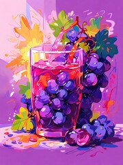 Canvas Print - drawing grape juice abstract background