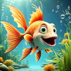 Wall Mural - Happy Goldfish