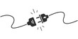 © vladwel - Electric plug socket connect disconnect cable wire icon simple graphic illustration, idea of error failure 404 web page black white, electricity energy power cut, circuit network stop working image