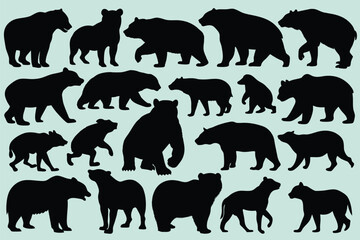 Wall Mural - set of bear Silhouette Vector design vector