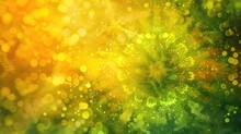 Bright, Soft Lime Green, Yellow And Orange Textured Bokeh Background With Mandala - Gradient, Copy Space, Frame