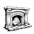 Classic Fireplace Illustration Vector in Black
