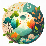 Fototapeta  - rounded, seasons change, leaves, spring, nature, circle