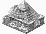 Fototapeta Przestrzenne - A detailed cross-section of an ancient pyramid, revealing its inner chambers.