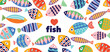 Cute retro colorful cartoon illustration with  fish on white background. Vector illustration. Poster.