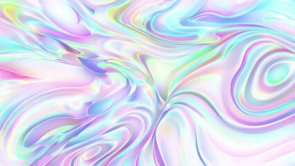 Poster - Slow motion holographic iridescent background. Blue, white, pink abstract backgrounds. Video can use in vertical position. Live wallpaper best for yours video intro, opener, cover, presentation