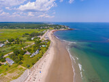 Fototapeta Londyn - North Hampton State Beach aerial view in summer in town of North Hampton, New Hampshire NH, USA. 
