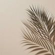 Blurred shadow from palm leaves on light cream wall. Minimalistic beautiful summer spring background for product presentation generated by ai