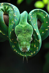 Wall Mural - Stylized emerald snake, Africa, AI generated