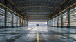 © henvryfo - Large aircraft hangar interior environment,created with Generative AI tecnology.